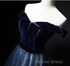 Elegant Off the Shoulder Velvet Floor Length Long Prom Dress