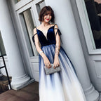 Unique Burgundy V Neck Long Prom Dress