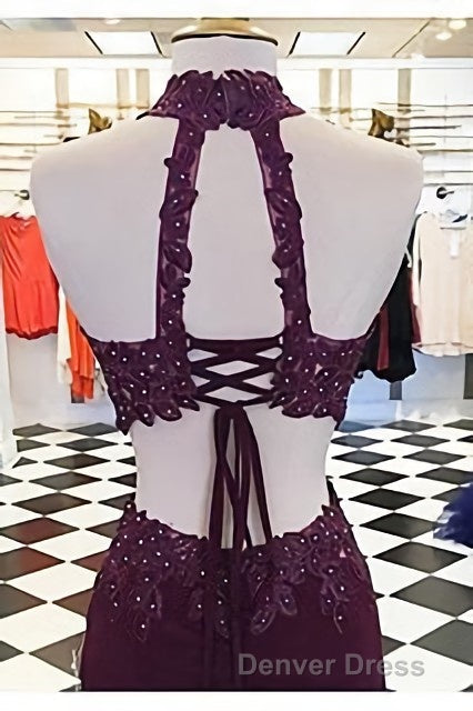 Two Piece Tight Short Burgundy-Blue Homecoming Dresses with Key Hole Secondary image