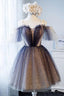 Unique Tulle Off The Shoulder Short Prom Dress, Lace Up Homecoming Dresses