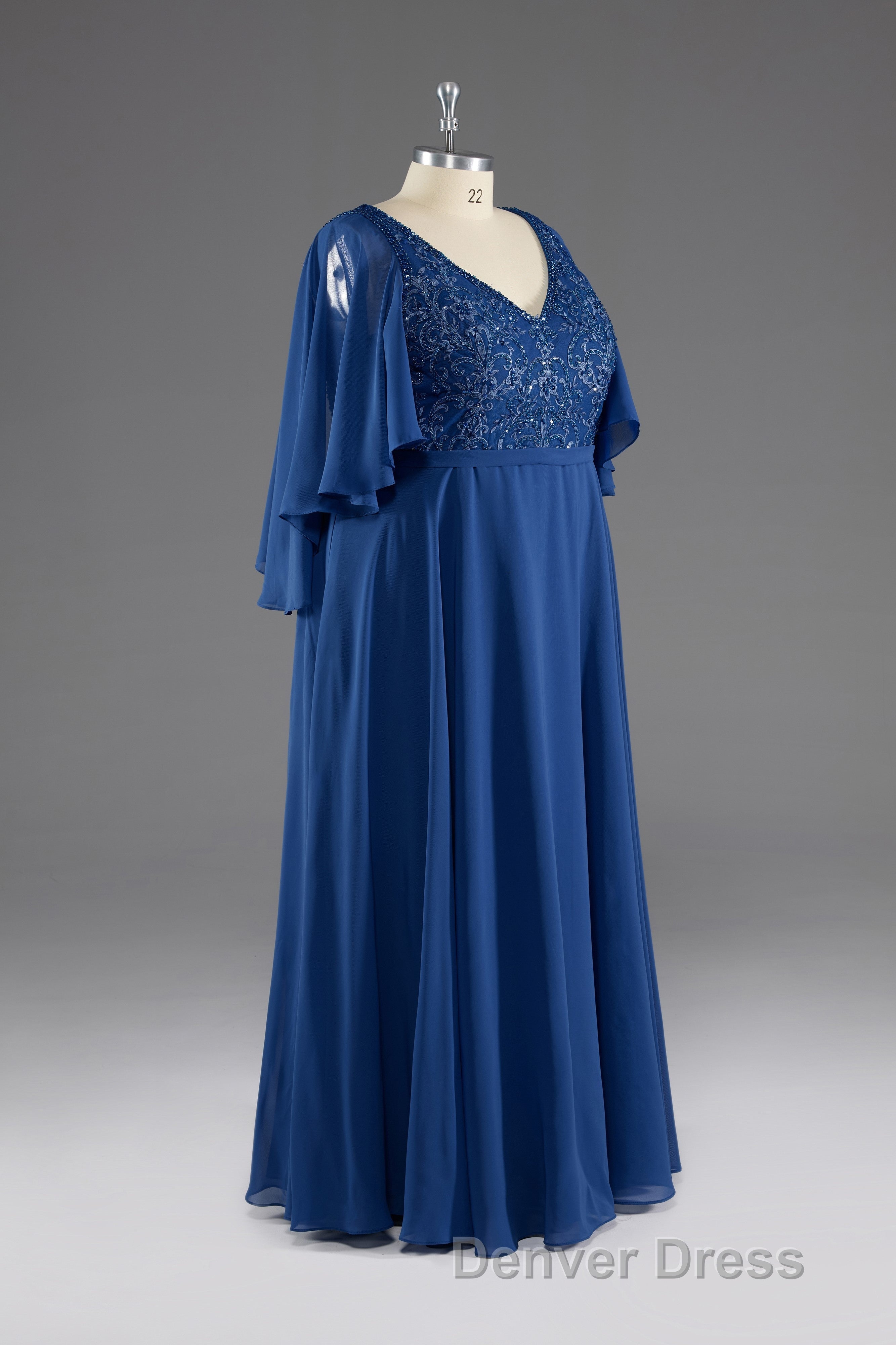 A-line V-Neck Short Sleeves Chiffon Mother of The Bride Dresses Secondary image