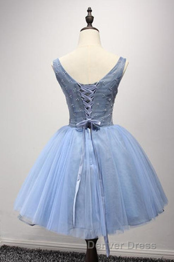 Luxurious A Line Straps Knee Length Short Tulle Homecoming Dresses
