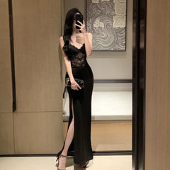 Vestidos de baile de renda preta Mulheres vestidos corporais de festas de festa de festa de moda de moda de primavera