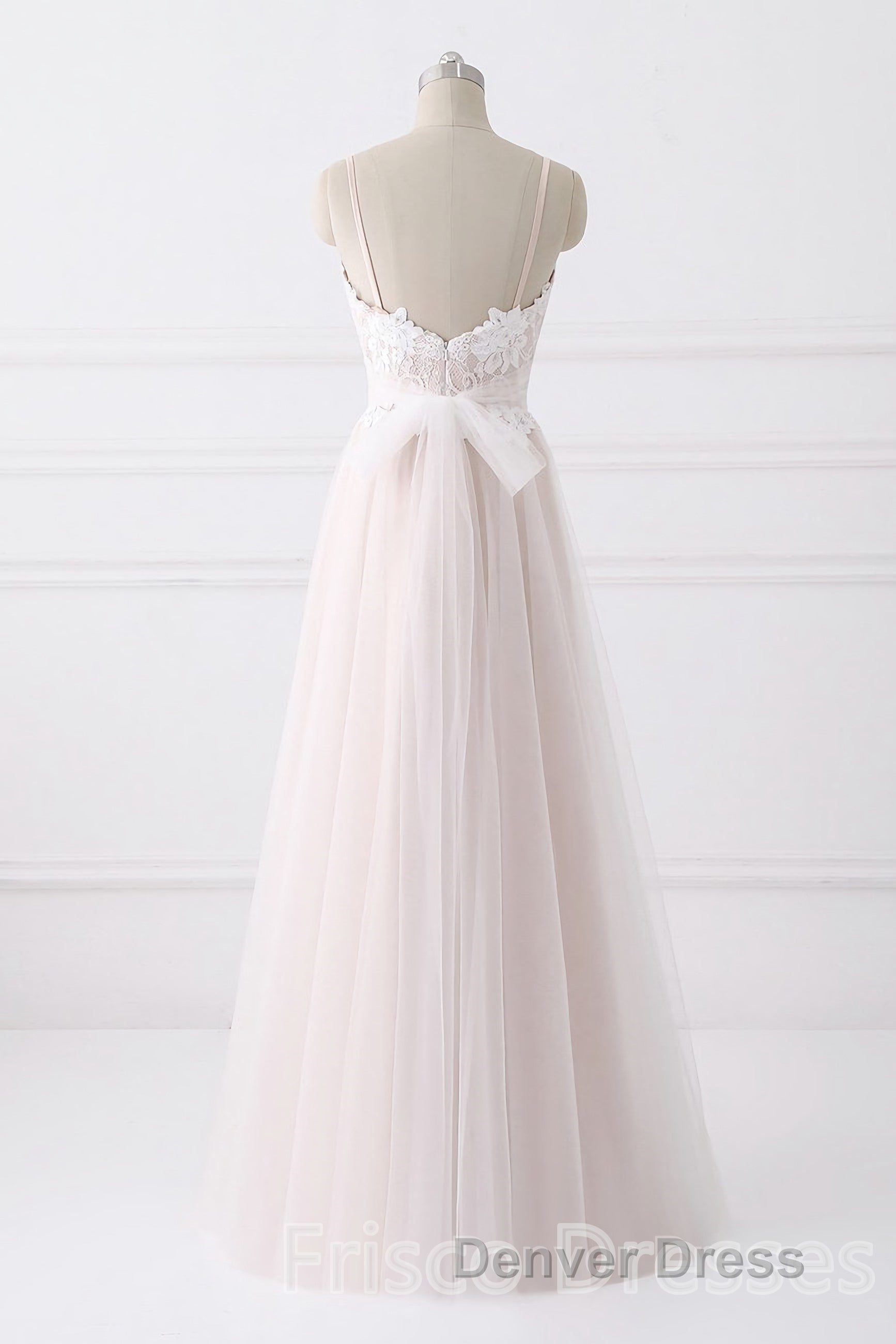 Girly Spaghetti Straps Long A Line Floor Length Wedding Dresses Secondary image
