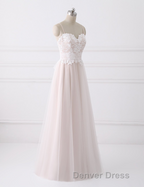 Girly Spaghetti Straps Long A Line Floor Length Wedding Dresses