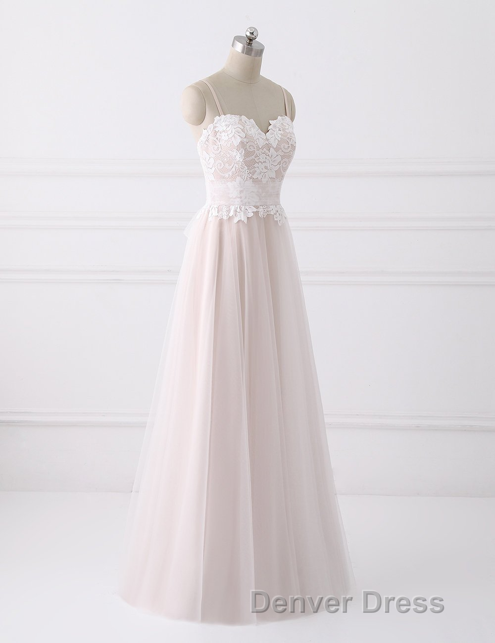 Girly Spaghetti Straps Long A Line Floor Length Wedding Dresses