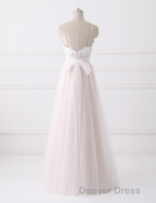 Girly Spaghetti Straps Long A Line Floor Length Wedding Dresses