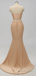 Elegant A Line Sexy V Neck Gold Long Modest Side Slit Bridesmaid Dresses
