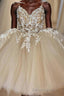 Beige Spaghetti Straps Homecoming Dresses With Appliques