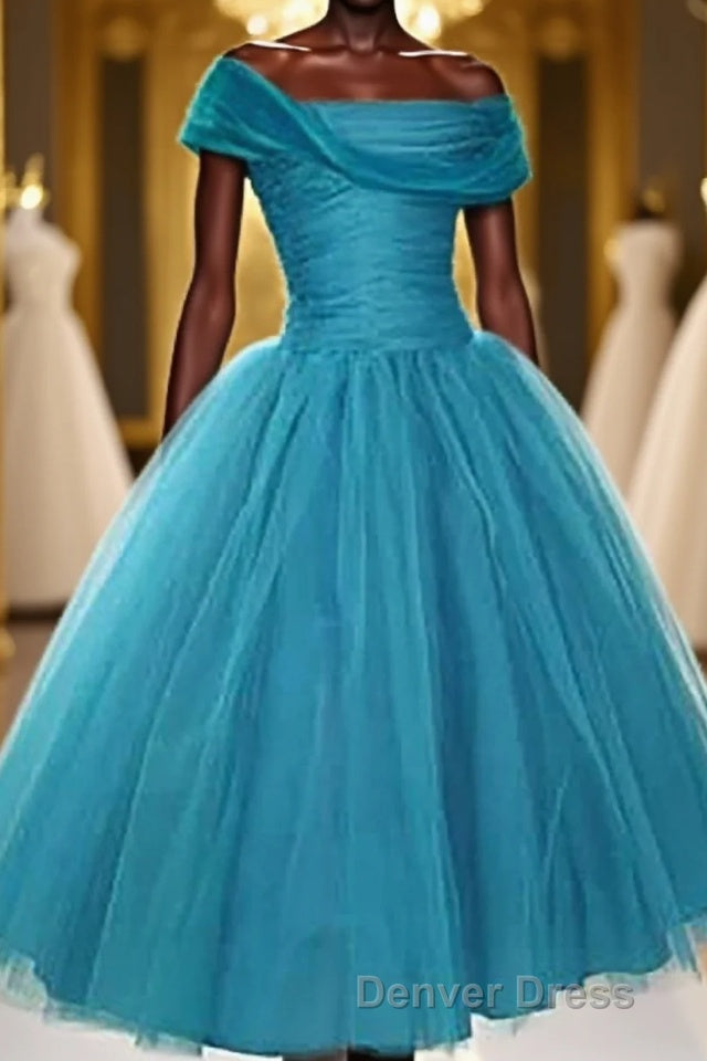Peacock Blue Square Neck A Line Homecoming Dresses