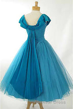 Peacock Blue Square Neck A Line Homecoming Dresses