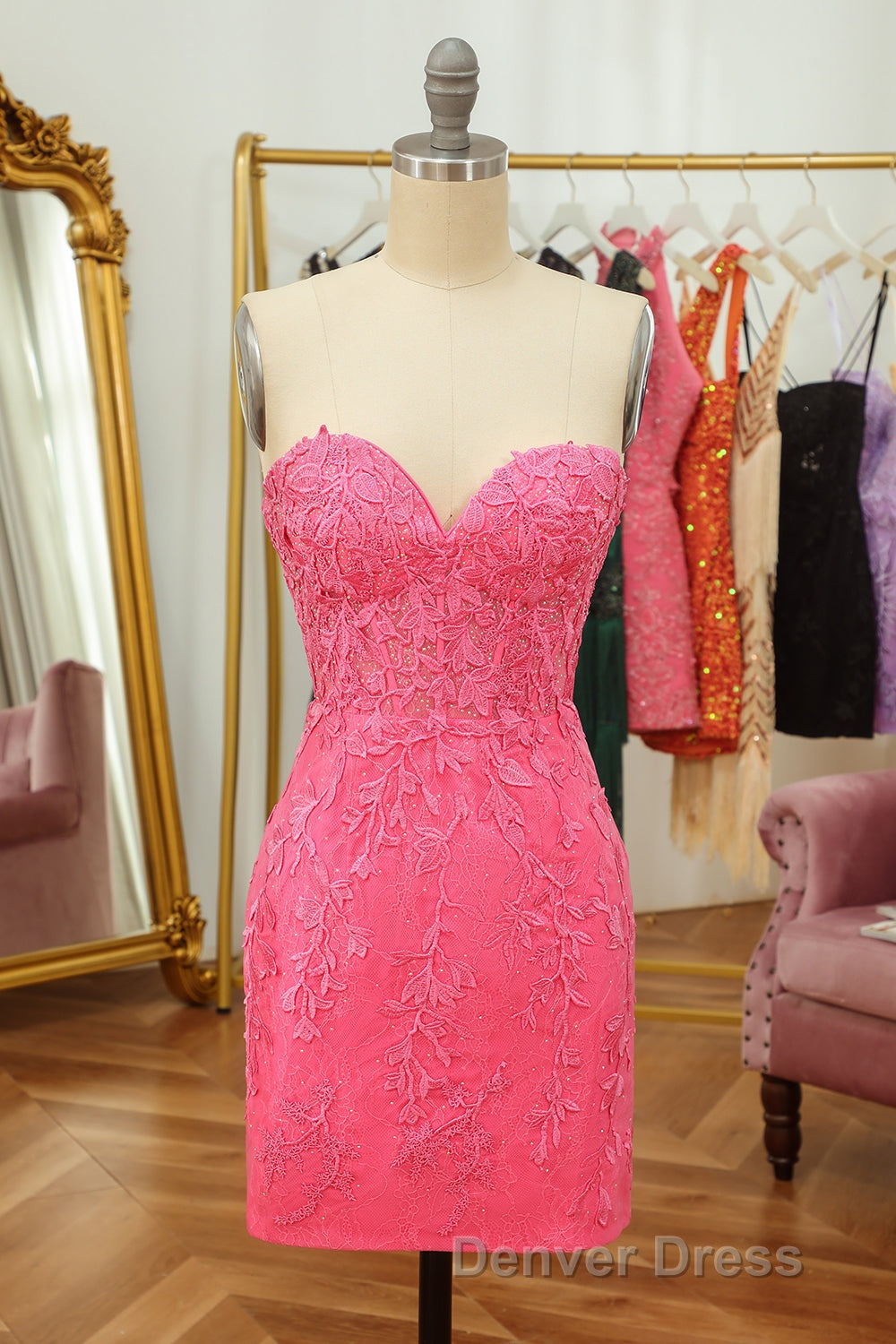 Purple Lace Tight Short Hoco Dresses