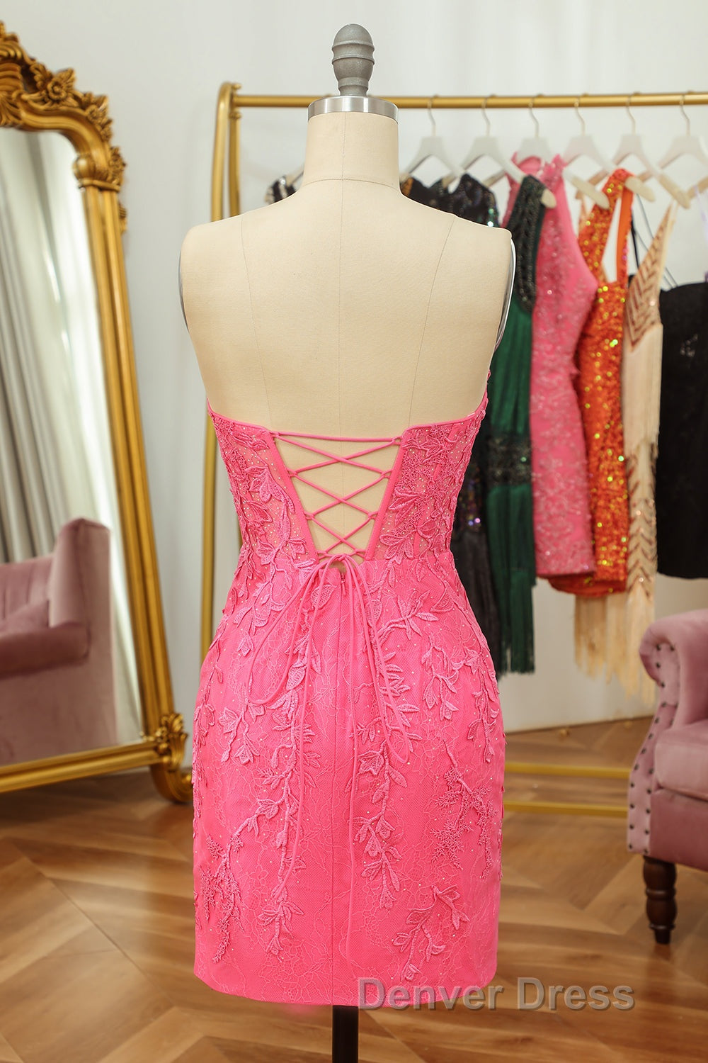 Purple Lace Tight Short Hoco Dresses