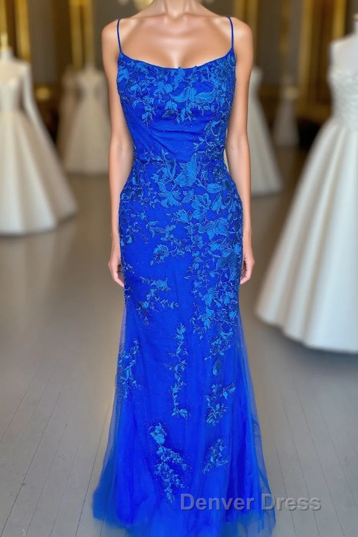 Royal Blue Mermaid Prom Dresses with Appliques