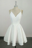 Elegant White V Neck Knee Length Short Prom Dress Homecoming Dresses