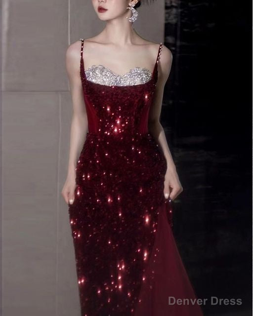 Spaghetti Strap Two Tone Sequin Slit Panel Mesh A Line Prom Gowns Secondary image