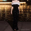 Off Shoulder Rhinestone Ruffled Mermaid Prom Gowns
