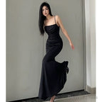 Spaghetti Strap Cowl Neck Plain Ruched Mermaid Prom Dresses