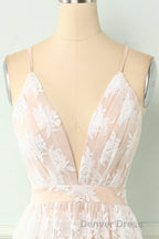 Spaghetti Straps White Prom Dresses