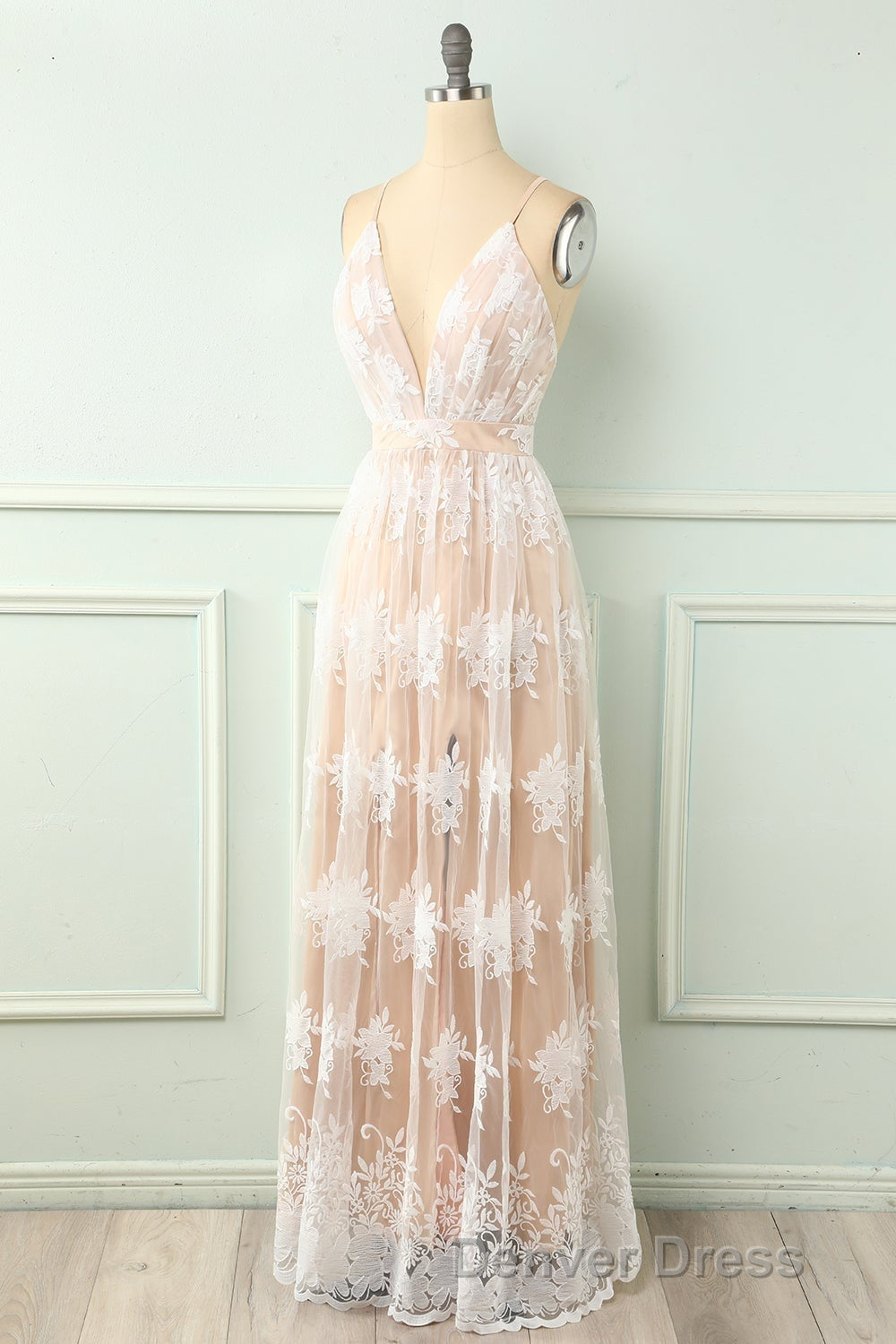 Spaghetti Straps White Prom Dresses