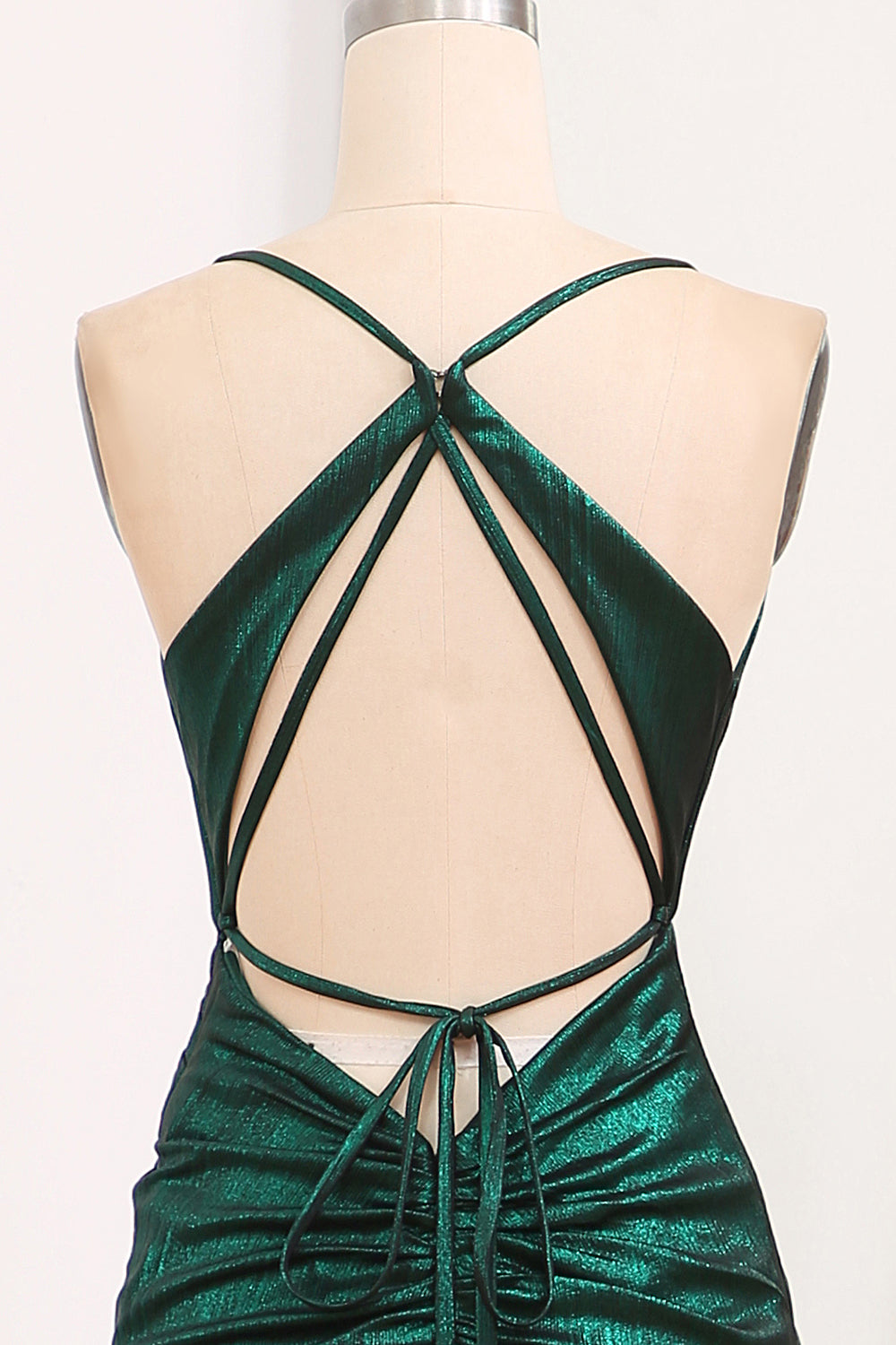 Dark Green Mermaid Spaghetti Straps Keyhole Long Prom Dresses With Slit