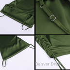 New Satin Green Prom Dress Spaghetti Strap Prom Dresses