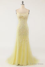 Coral Backless Long Prom Dress with Appliques