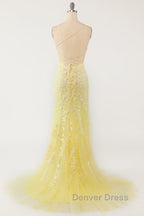 Mermaid Blue Long Prom Dress Backless Prom Dresses