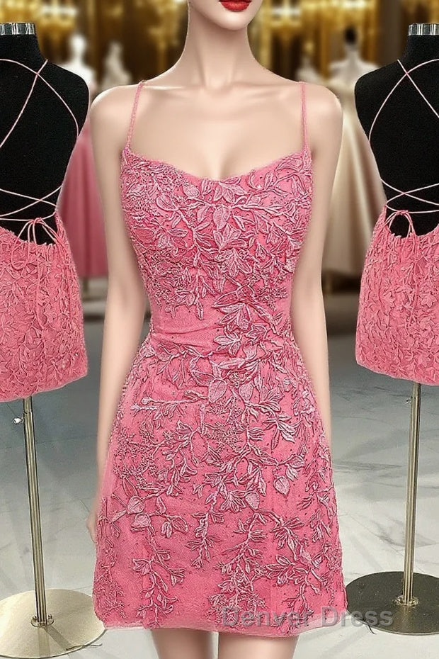 Coral Short Tight Homecoming Dresses with Lace Beading Main image