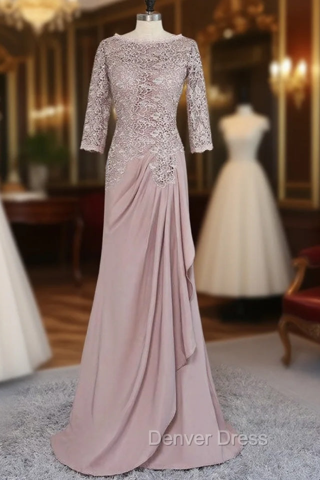 A Line 3 4 Sleeves Chiffon Lace Wedding Prom Dress Mother Dresses Main image