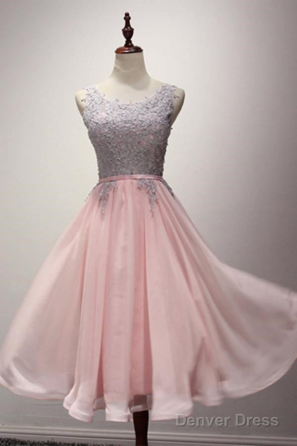 A Line Appliques Ribbons Scoop Knee Length Homecoming Dresses Main image
