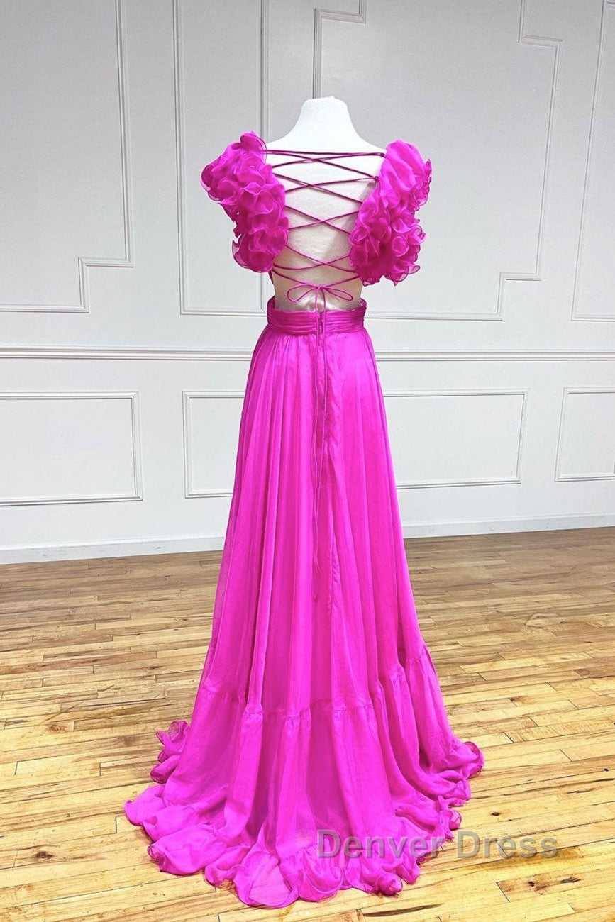 A Line Backless Long Prom Dress, Red Long Prom Dresses