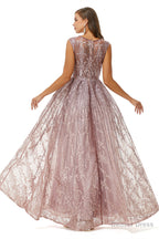 A-Line Beaded Jewel Appliques Lace Floor-Length Cap Sleeve Prom Dresses