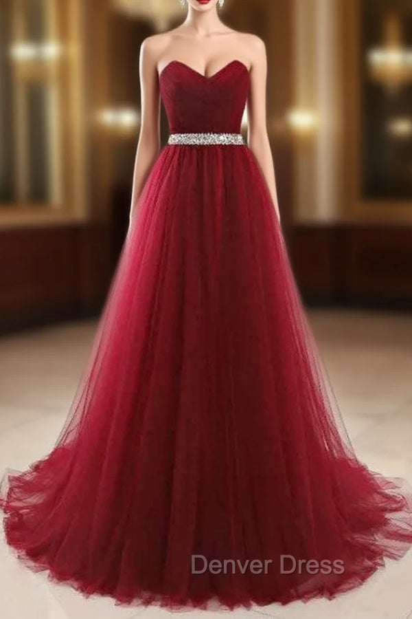 A Line Beading Belt Long Charming Prom Dress Floor Length Prom Dresses Main image