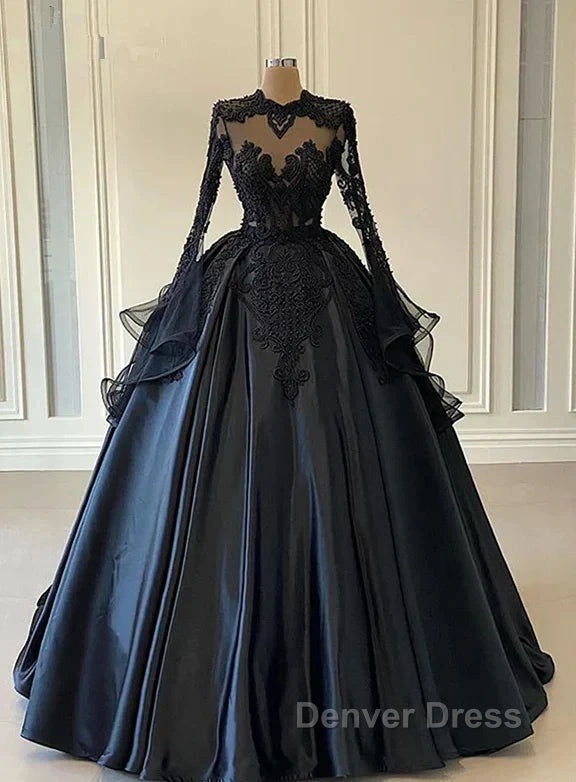 A Line Beading Long Sleeves Lace Wedding Dresses