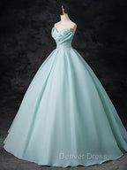 A Line Beads Blue Long Prom Dress, Blue Long Prom Dresses