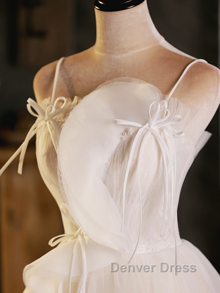 A Line Beige Tulle Short Prom Dress, Beige Cute Homecoming Dresses Secondary image