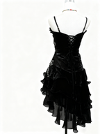A Line Black Ruffle Short Prom Dress Homecoming Dresses