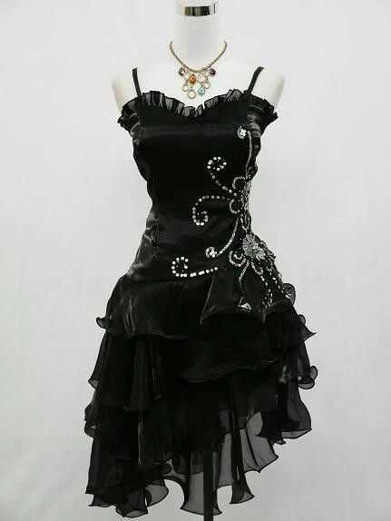 A Line Black Ruffle Short Prom Dress Homecoming Dresses Main image