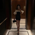 A Line black satin off the shoulder homecoming Dresses 18th birthday outfits