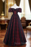A-line Black Tulle Long Prom Dresses Evening Dresses