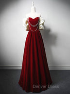 A Line Black Velvet Long Prom Dress, Black Long Prom Dresses