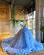 A Line Blue Ling Ball Gowns Prom Dresses