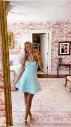 A Line Blue Short Prom Dress Cocktail Dress Homecoming Dresses