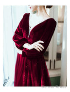 A Line Bridesmaid Dresses Jewel Neck Long Sleeve Elegant Floor Length Tulle Velvet With Sequin Bandage