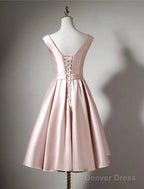 A Line Bridesmaid Dresses Off Shoulder Sleeveless Elegant Tea Length Satin With Bow(S) Pleats