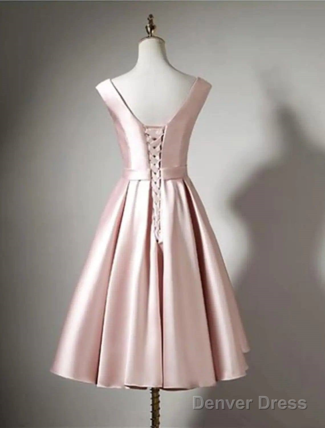 A Line Bridesmaid Dresses Off Shoulder Sleeveless Elegant Tea Length Satin With Bow(S) Pleats