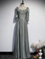 A Line Bridesmaid Dresses Square Neck Half Sleeve Elegant Floor Length Satin With Bow(S) Beading