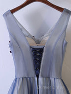 A Line Bridesmaid Dresses V Neck Sleeveless Elegant Floor Length Tulle With Beading Appliques