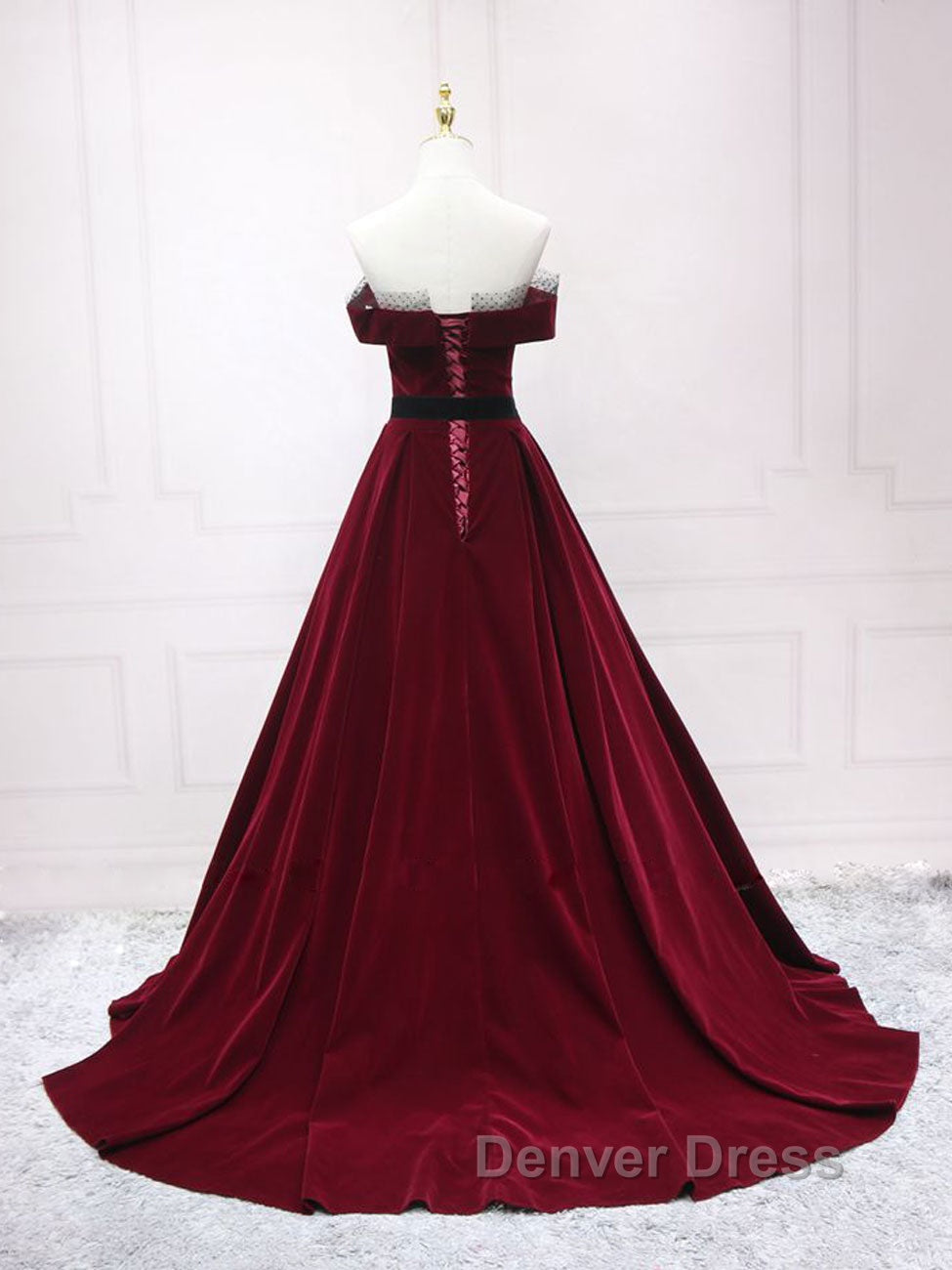 A Line Burgundy Long Prom Dress, Burgundy Prom Dresses